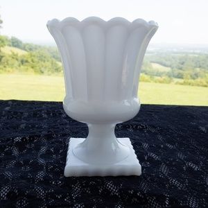 Milk Glass Vintage Vase Urn Mid-Century Modern